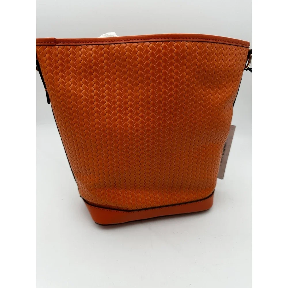 NWT Dooney & Bourke Camden Small Hobo‎ Woven Leather Crossbody Bag, Orange 11x10